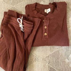 Organic Thermal Wide Leg Pant and Organic Thermal Henley. Originally $148.